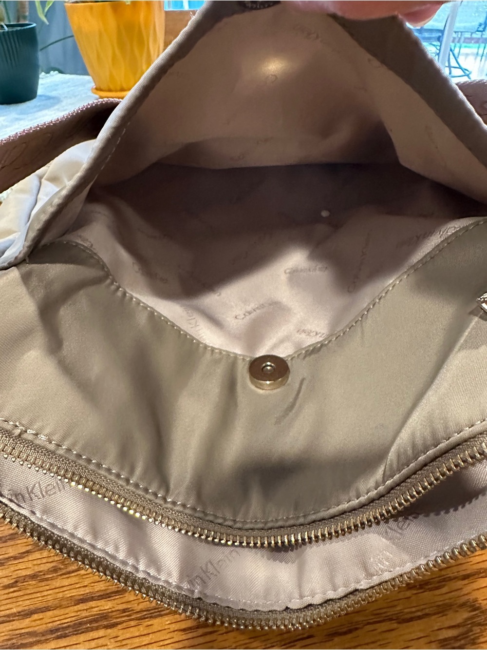 Calvin Klein Taupe Nylon Crossbody with Brown Strap - Picture 7 of 7